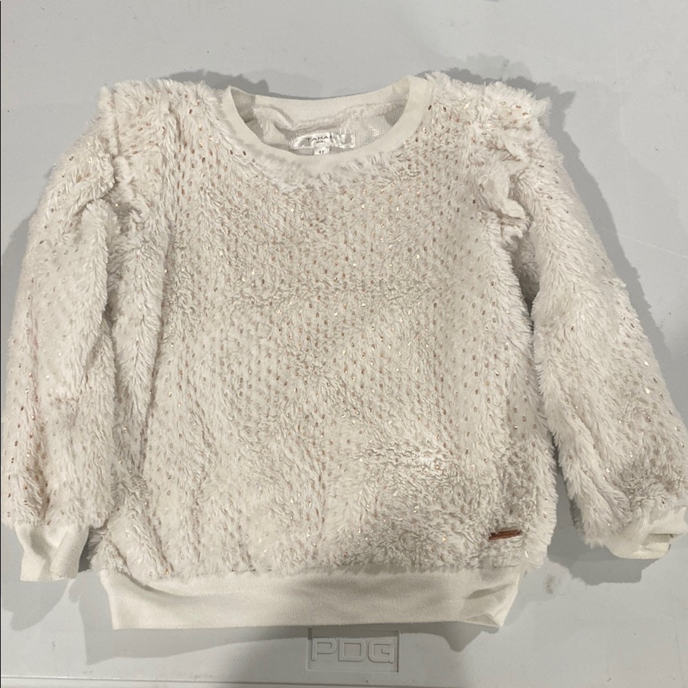 Tahari Cream Sweater with Ruffled Details